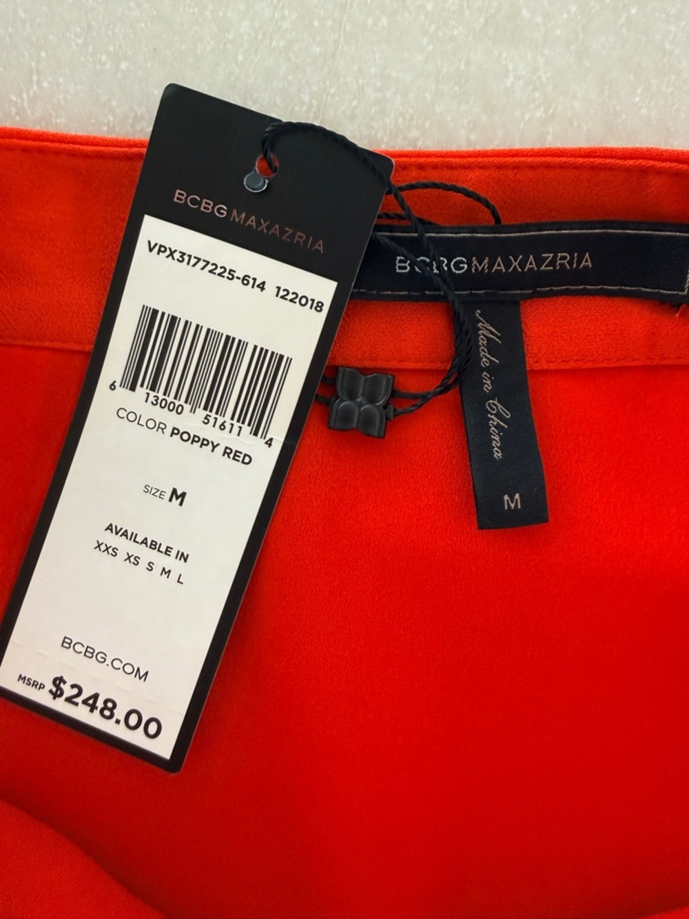 NWT BCBGMAXAZRIA High-Low Ruffle Wrap Midi Skirt Bright Poppy Red Womens M - Picture 8 of 12